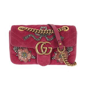 Gucci Velvet Matelasse Embroidered Mini GG Marmont